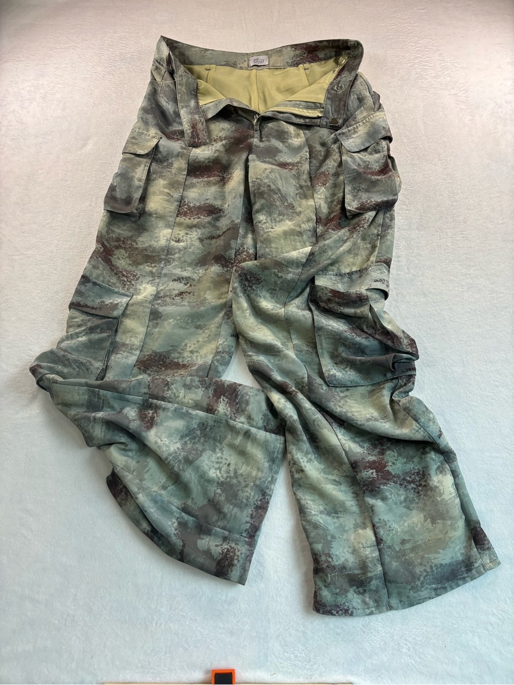 Oh Polly Olive-Tan Wide Leg Flowy Cargo Pants